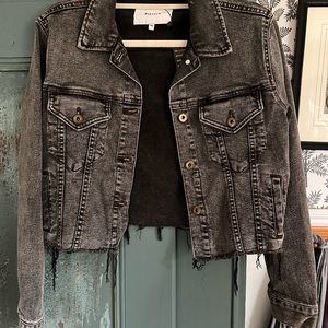 Grey Denim Pistola cropped Jacket